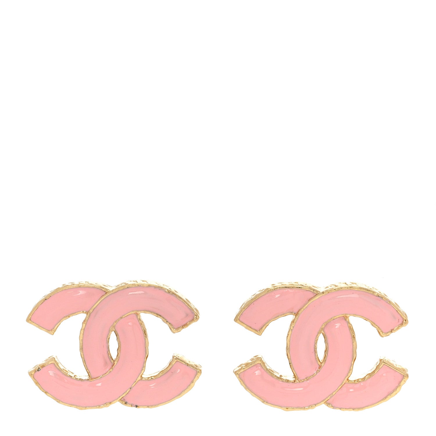 Chanel Metal Enamel CC Earrings Pink Gold 1 of 5