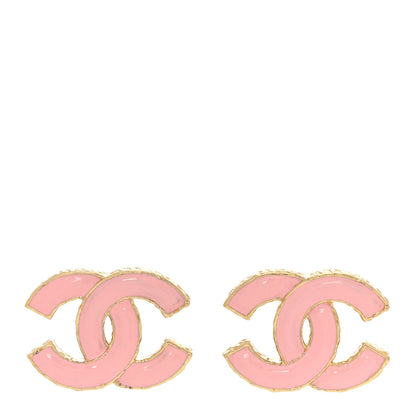 Chanel Metal Enamel CC Earrings Pink Gold 1 of 5