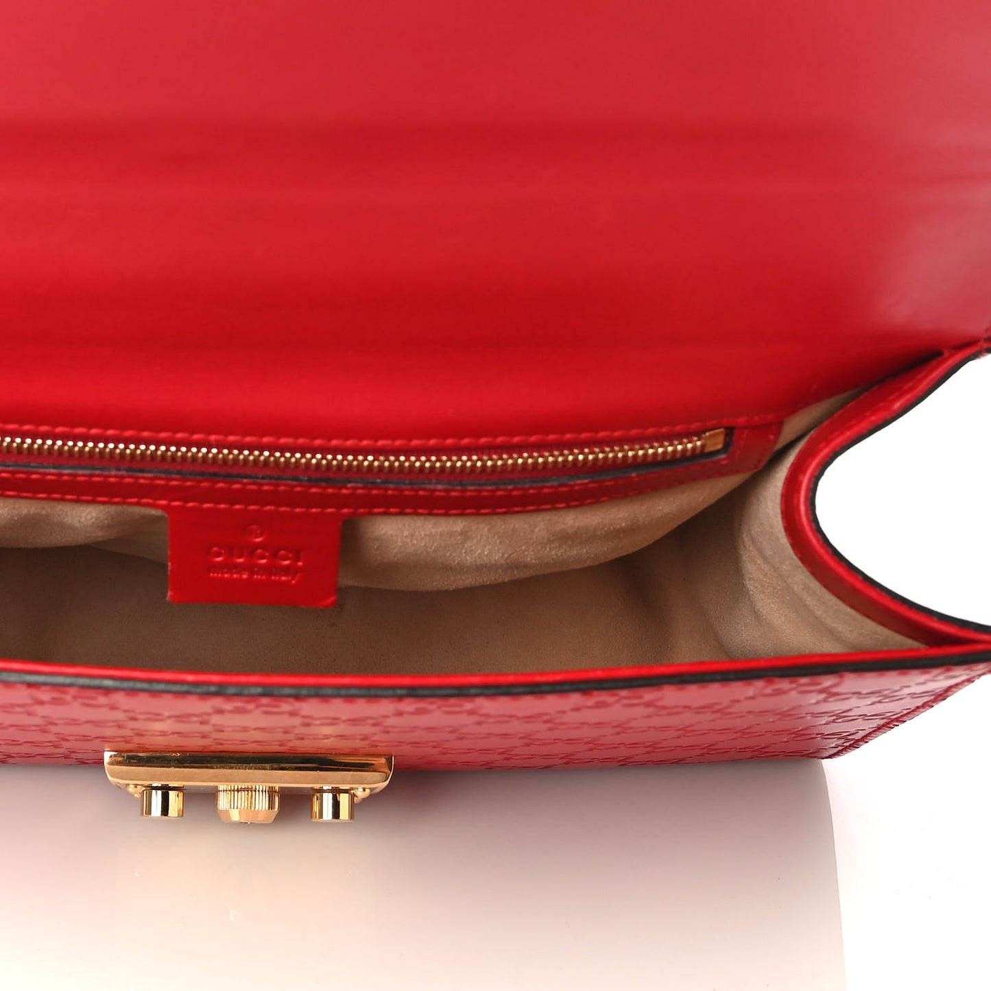 Guccissima Medium Padlock Shoulder Bag Hibiscus Red