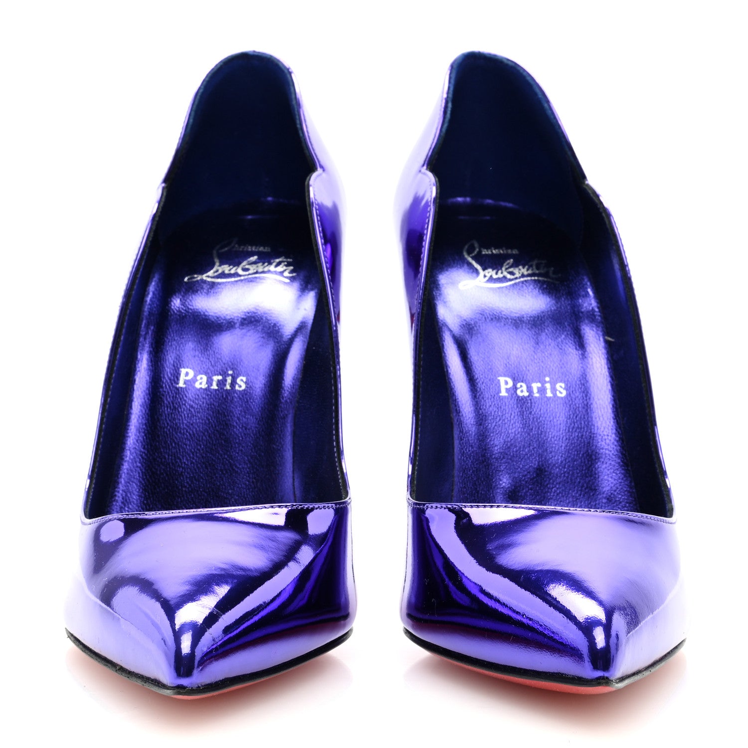 Christian Louboutin Metallic Patent Hot Chick 100 Pumps 38 Purple 2 of 7