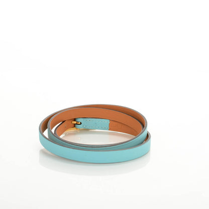 Hermes Swift Hapi 3 MM Triple Tour Wrap Bracelet S Bleu Atoll 3 of 7