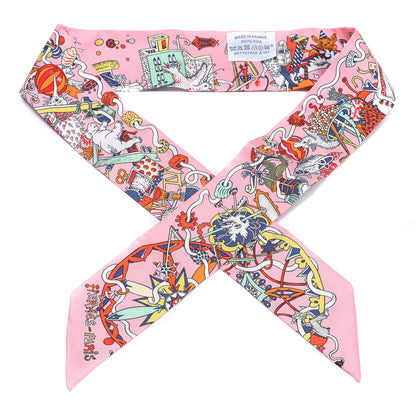 Hermes Silk La Folle Parade Twilly Rose Malabar White 1 of 4