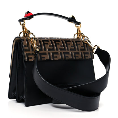 Fendi Vitello Liberty Bi-Color FF 1974 Embossed Kan I Shoulder Bag Black Maya 3 of 14