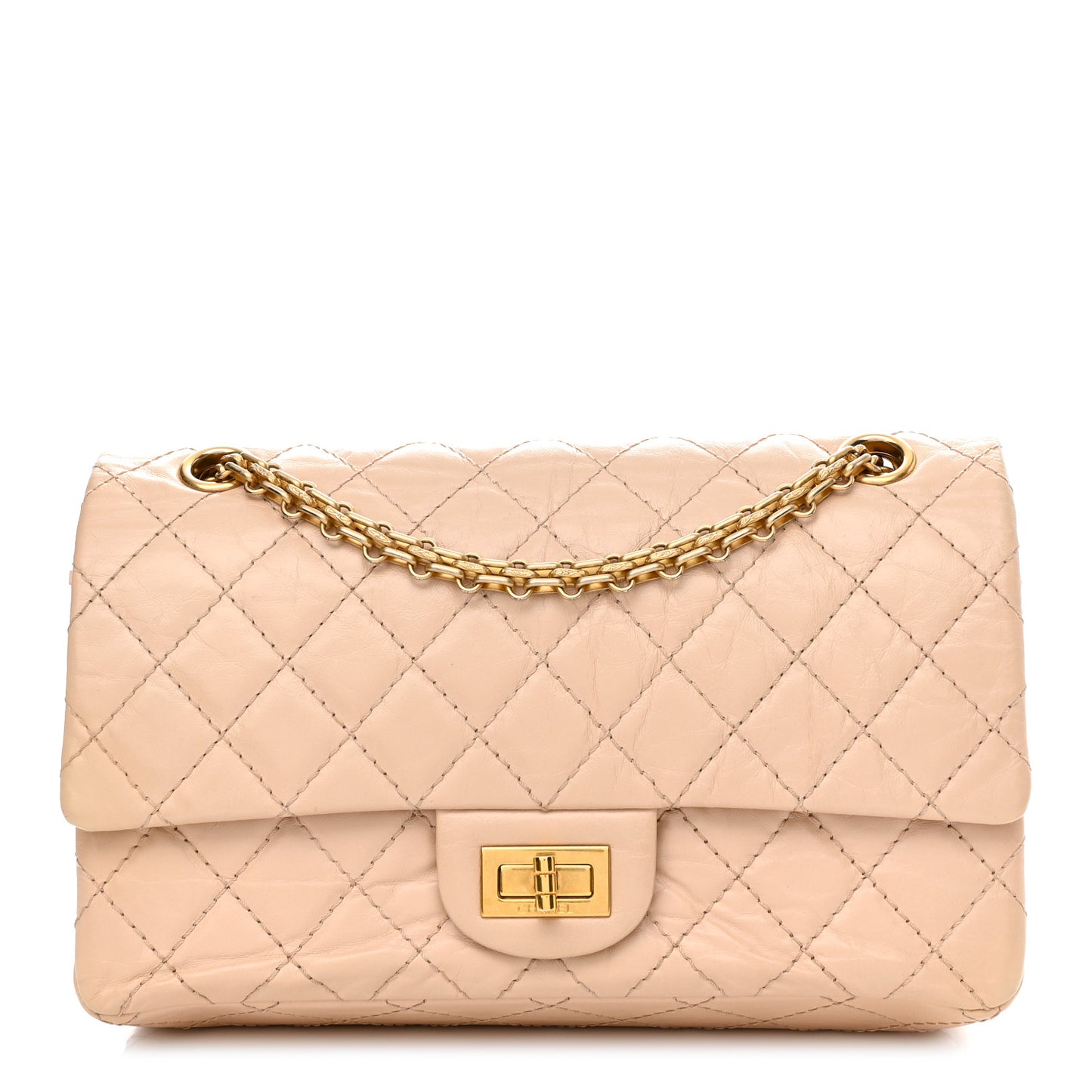 Aged Calfskin Quilted 2.55 Reissue 225 Flap Beige
