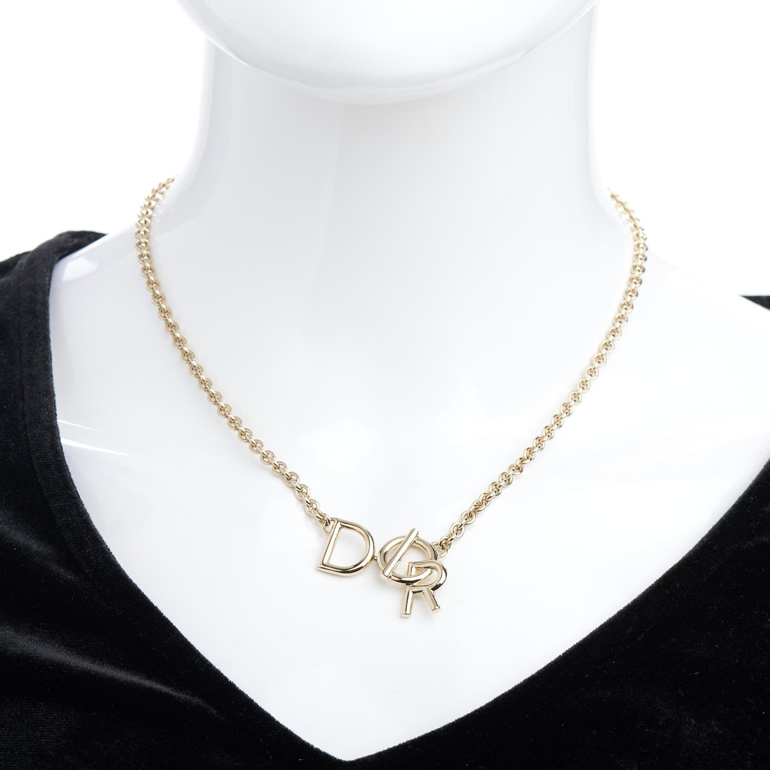 Christian Dior Metal Logo Necklace Gold 2 of 4
