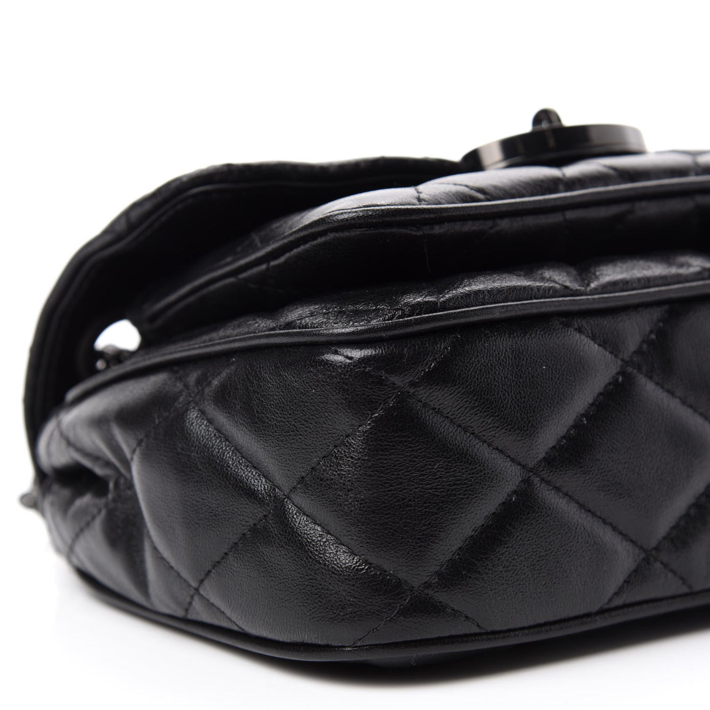 Shiny Calfskin Quilted Mini Darley Shoulder Bag Black