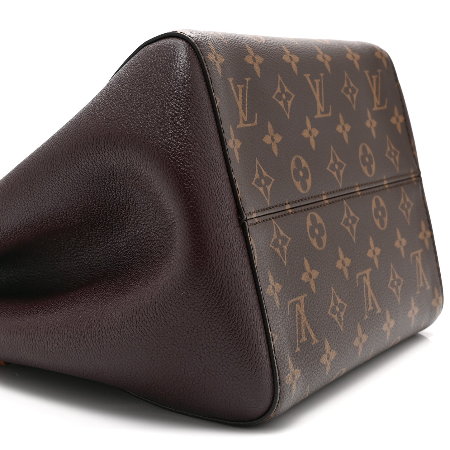 Calfskin Monogram Fold Tote MM Black Wine Cream