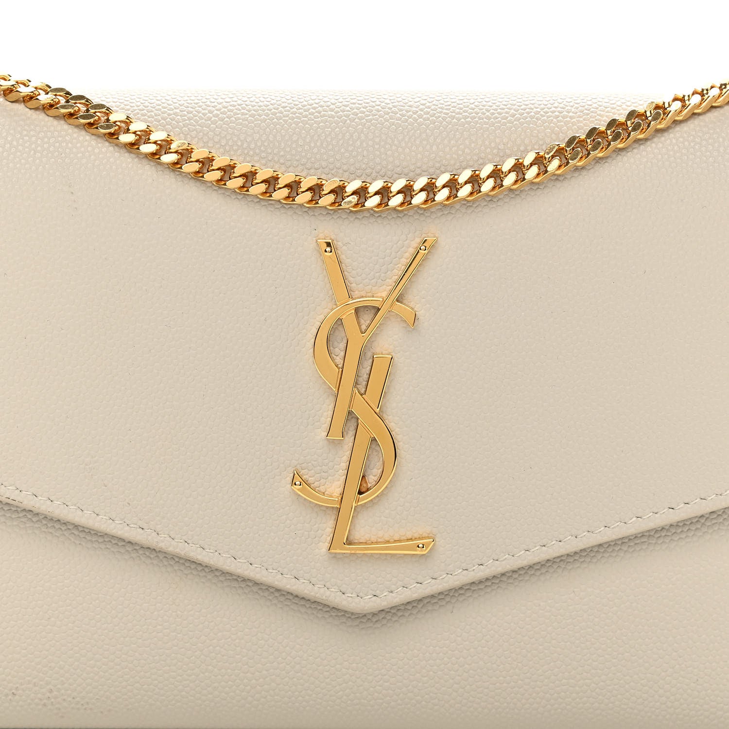 Saint Laurent Grain De Poudre Monogram Uptown Chain Wallet Crema Soft 10 of 11