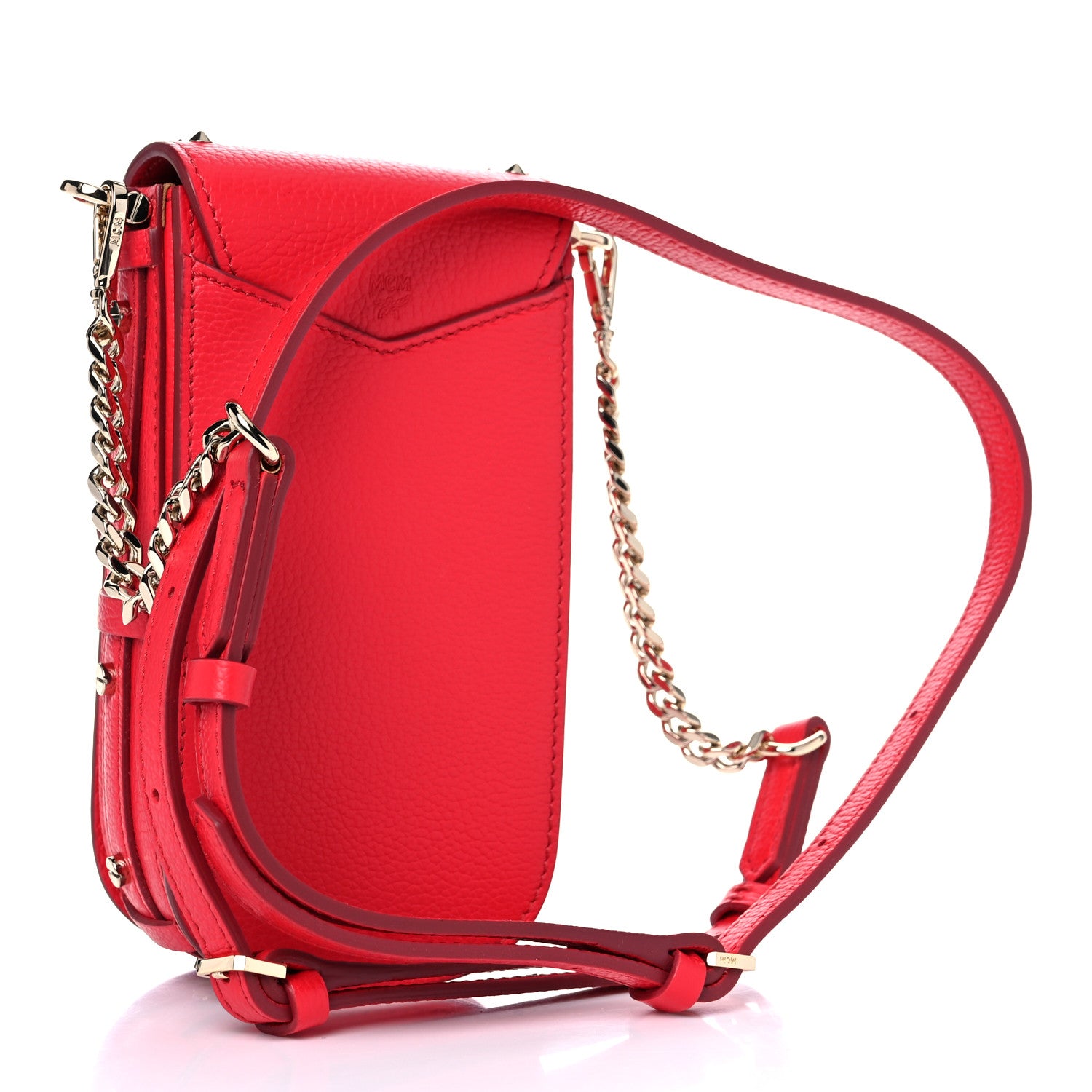 MCM Calfskin Studded X-Mini Patricia Crossbody Chinese Red 2 of 8
