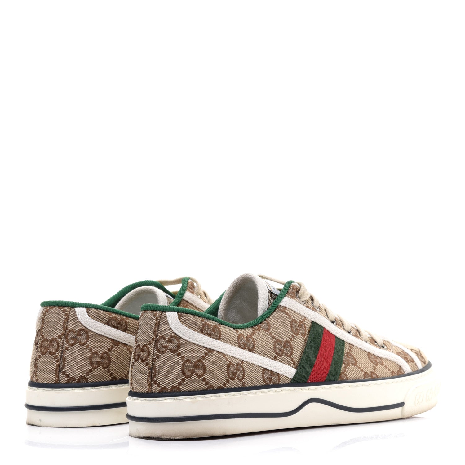 Gucci GG Monogram Web Womens 1977 Tennis Sneakers 40 Beige Ebony Mystic White 4 of 9