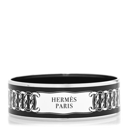 Hermes Enamel Printed Wide Reactions En Chaines Bangle 70 Black 1 of 5