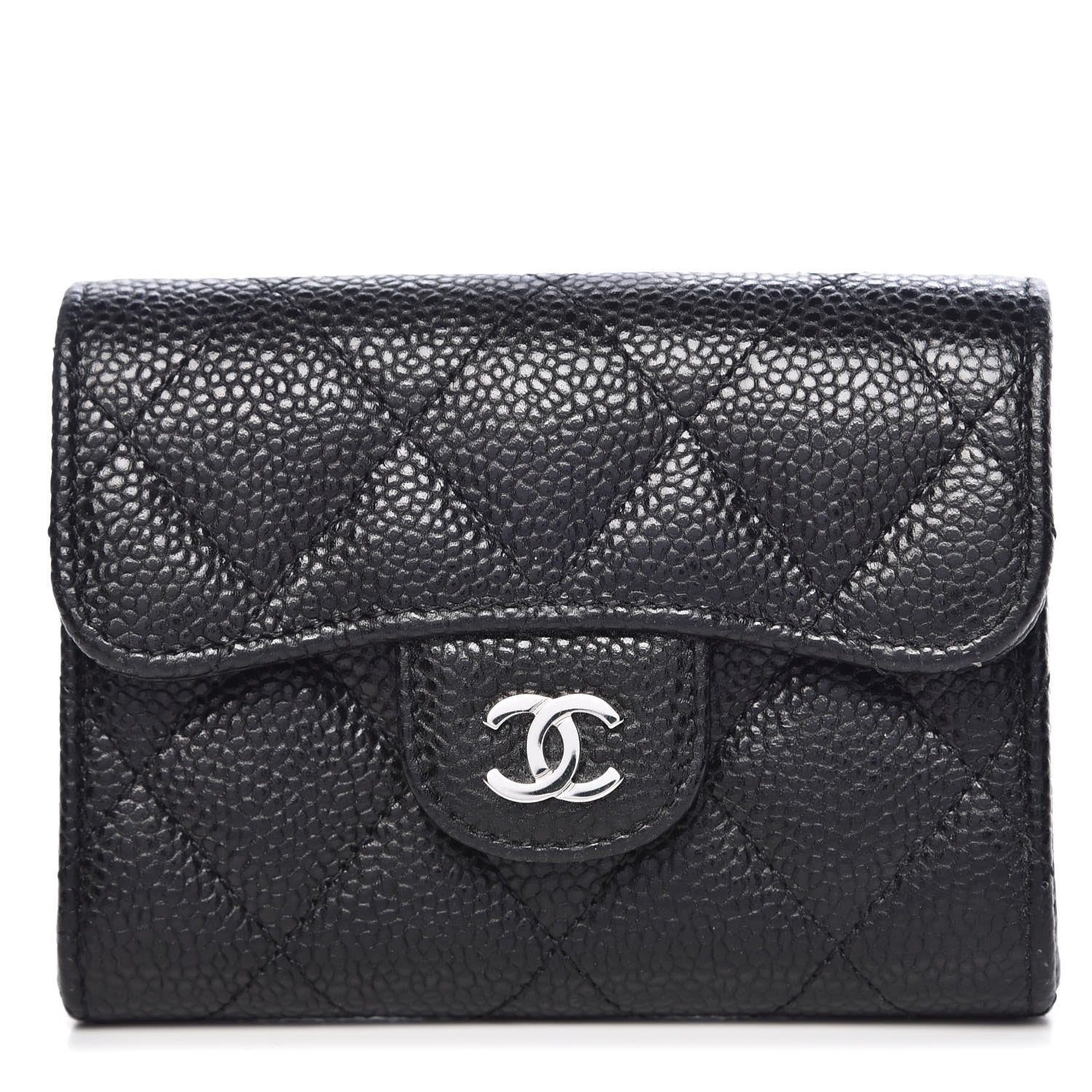 Chanel Caviar Quilted Flap Card Holder Wallet Black 1 of 9