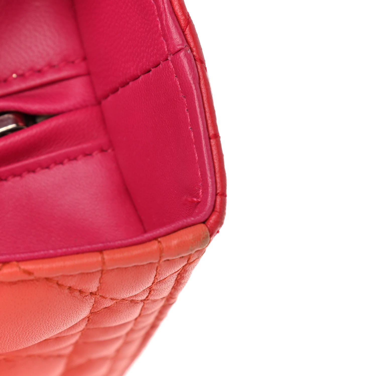Christian Dior Lambskin Cannage Large Bi-Color Lady Dior Orange Fuchsia 11 of 13