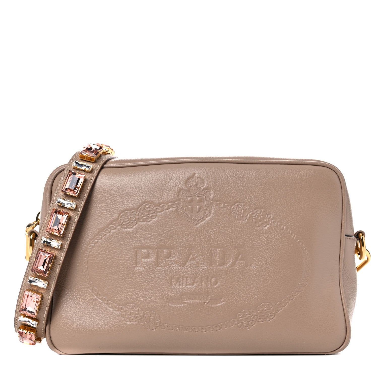 Prada Glace Calfskin Embossed Logo Crossbody Cammeo 1 of 8