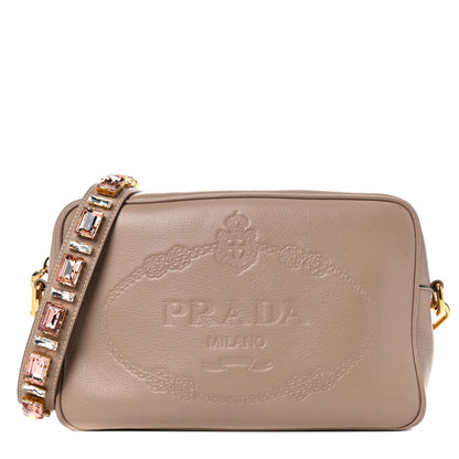 Prada Glace Calfskin Embossed Logo Crossbody Cammeo 1 of 8