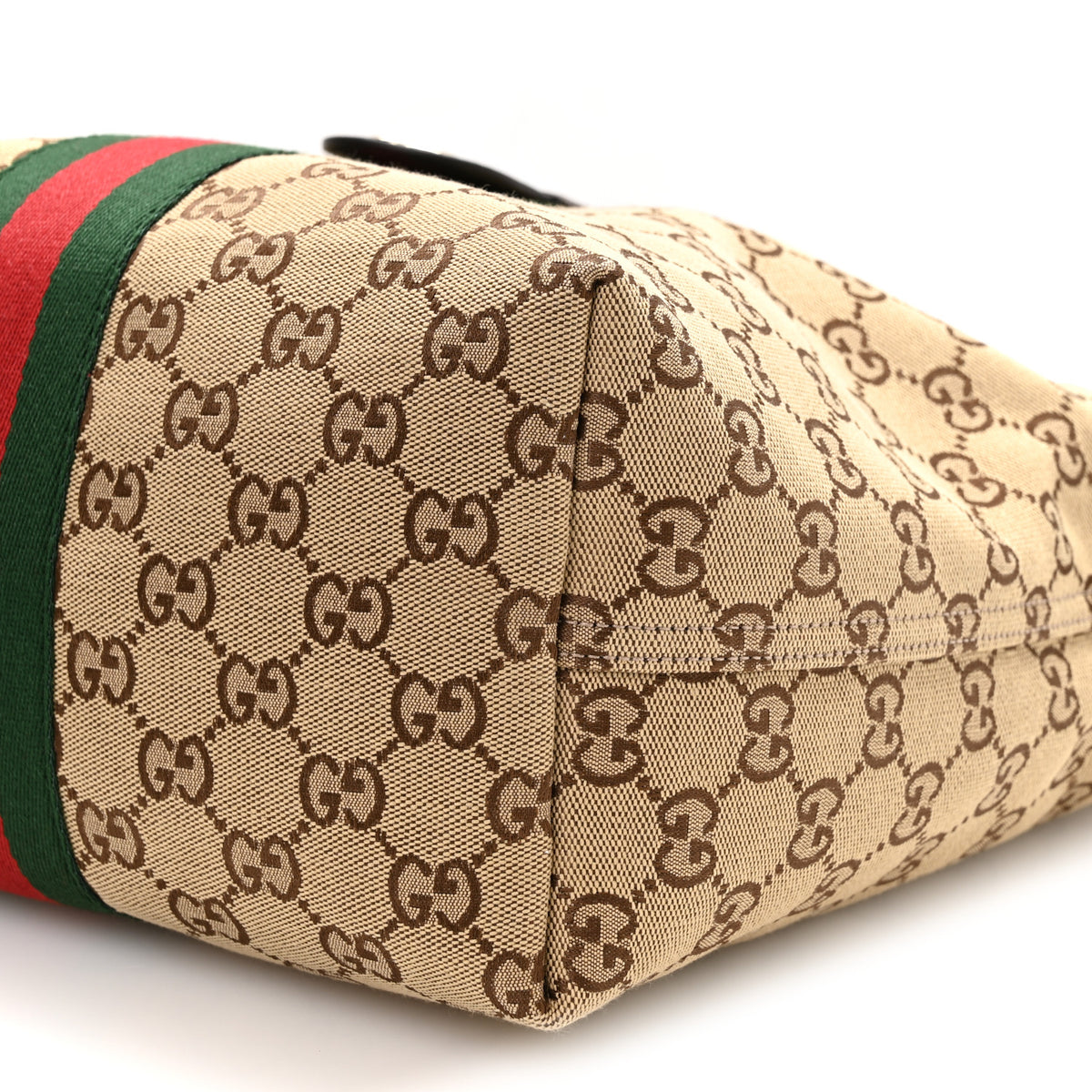Monogram Web Small Giglio Tote Beige Dark Brown