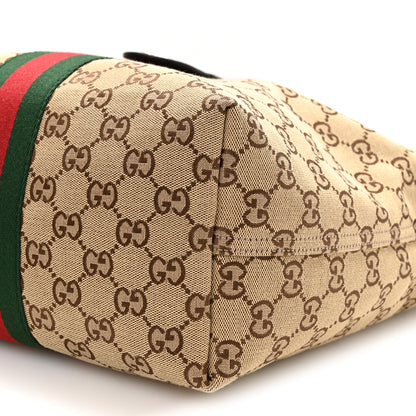 Gucci Monogram Web Small Giglio Tote Beige Dark Brown 10 of 11
