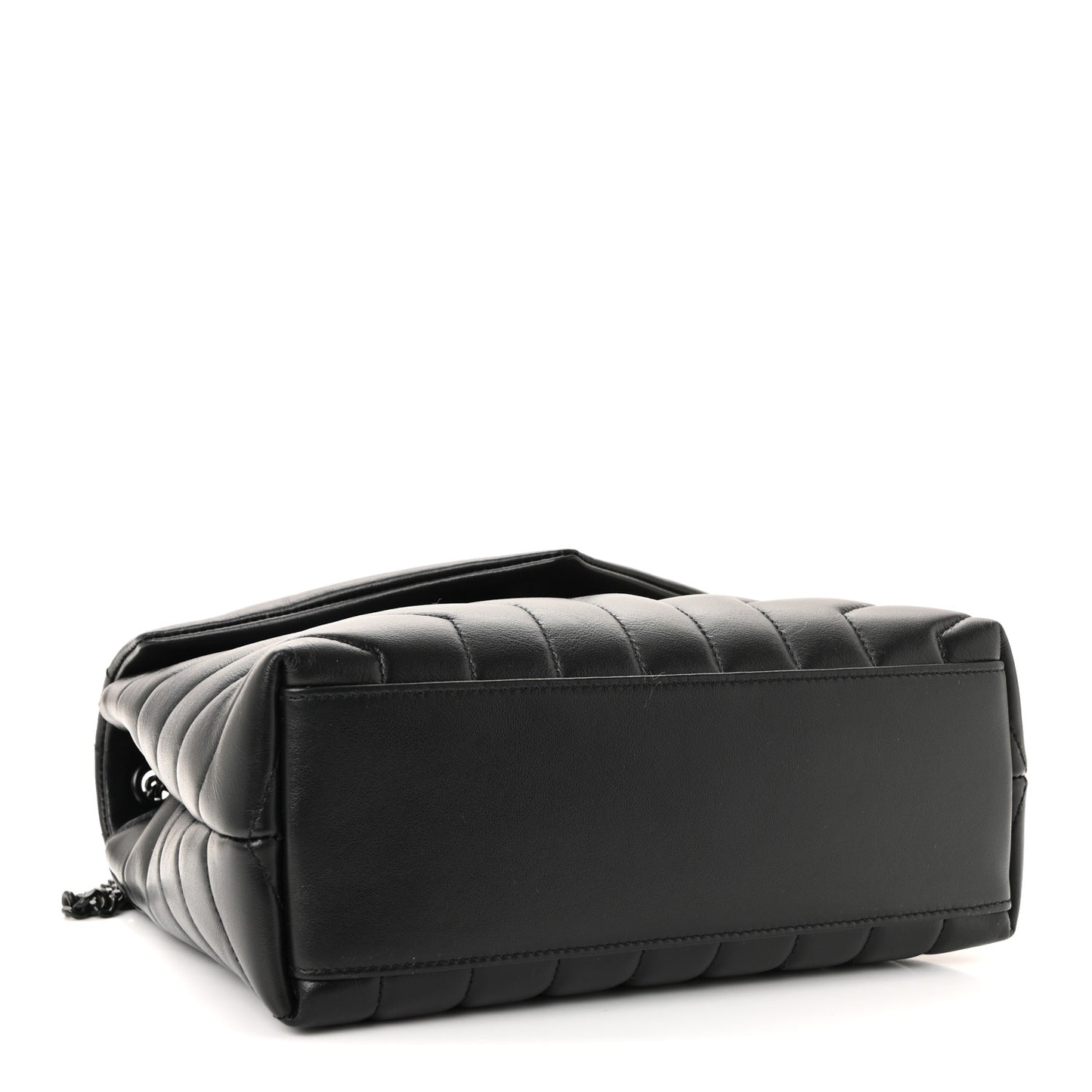 Calfskin Y Quilted Monogram Monochrome Small Loulou Chain Satchel Black