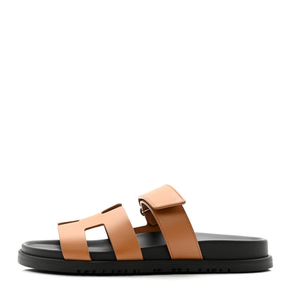 Hermes Calfskin Womens Chypre Sandals 38 Naturel 1 of 9