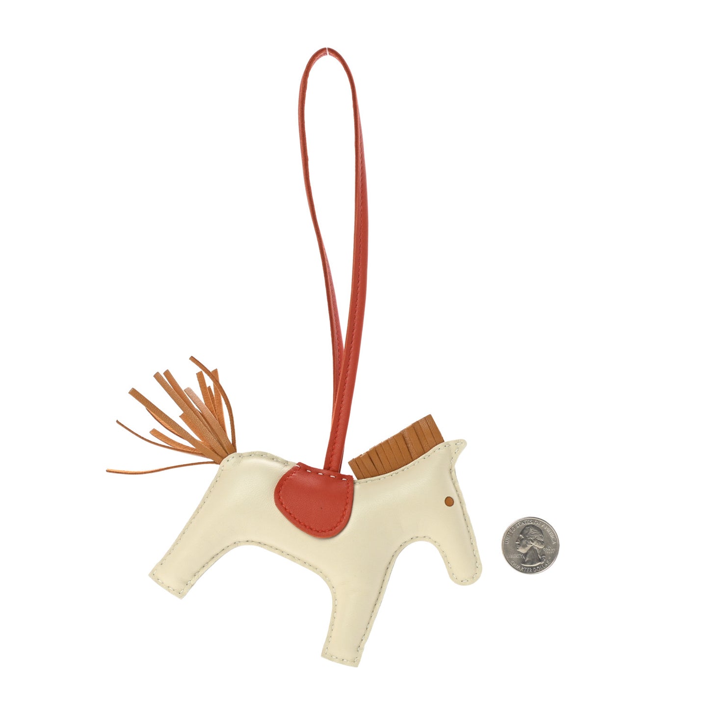 Milo Lambskin Grigri Rodeo Horse Bag Charm MM Craie Sesame Cornaline