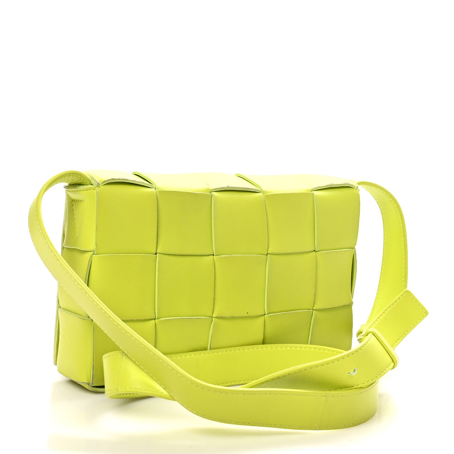 Lambskin Maxi Intrecciato Cassette Crossbody Bag Acid Kiwi