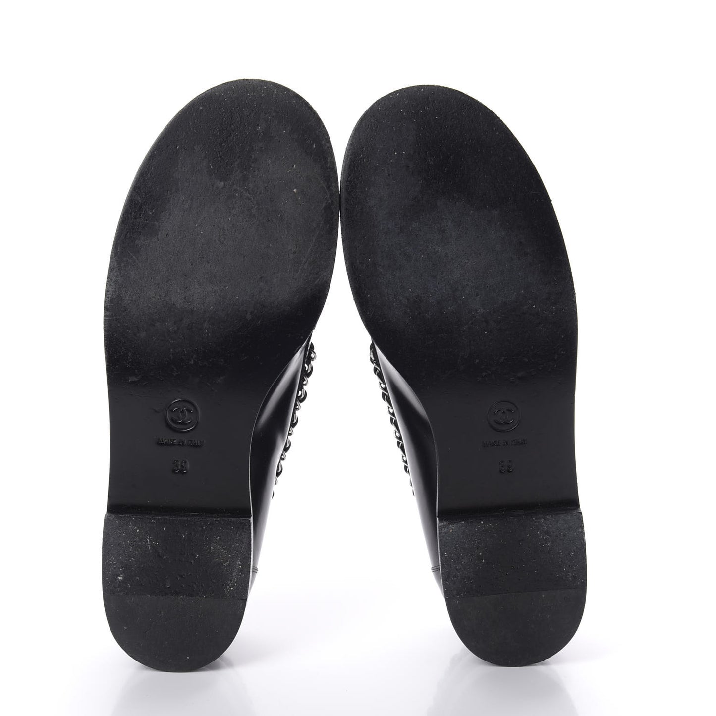 Calfskin Chain Mocassin Loafers 39 Black