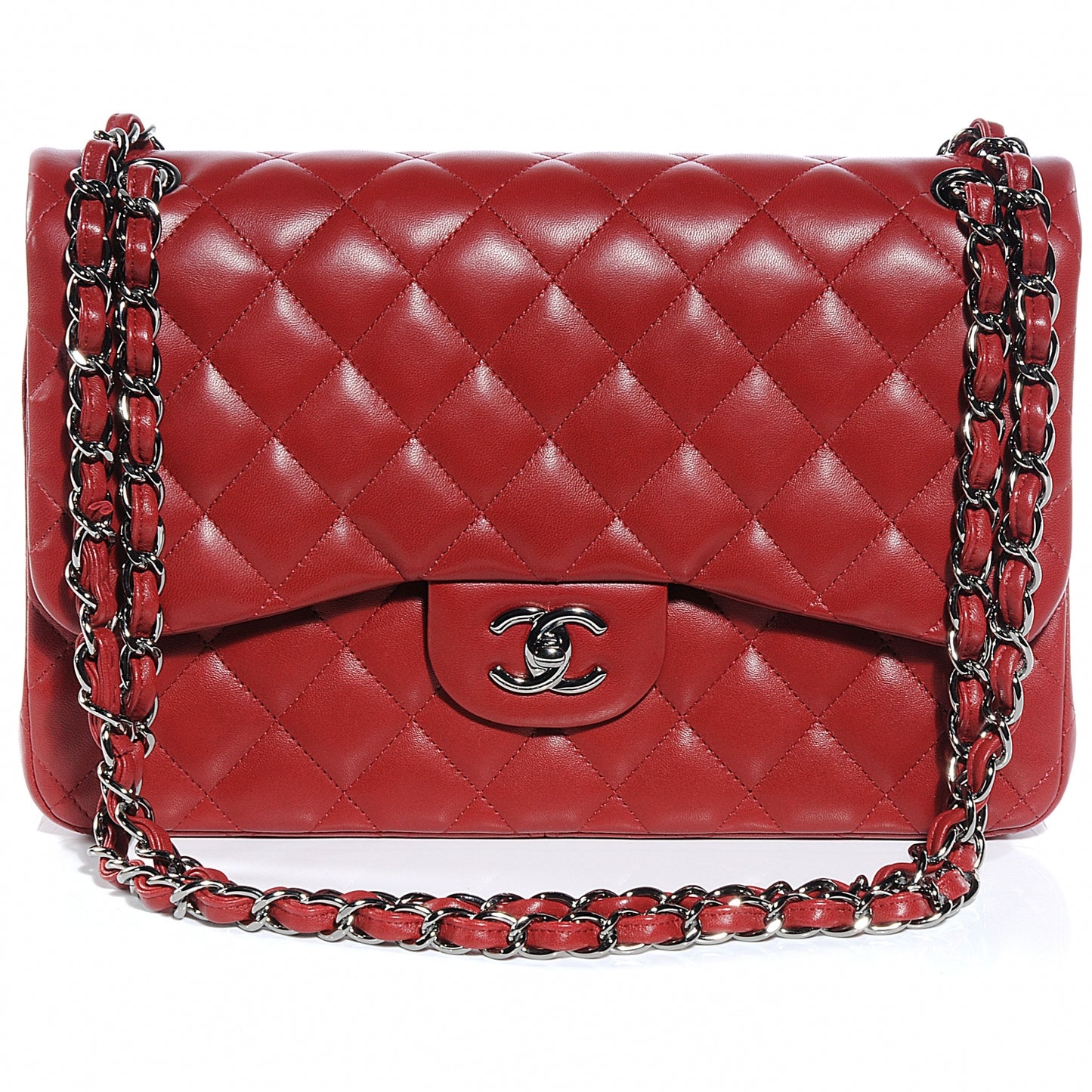 Lambskin Jumbo Double Flap Red