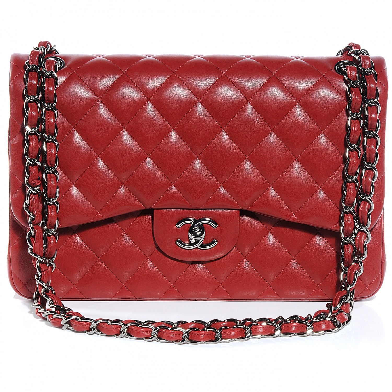Chanel Lambskin Jumbo Double Flap Red 1 of 9