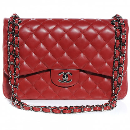 Chanel Lambskin Jumbo Double Flap Red 1 of 9