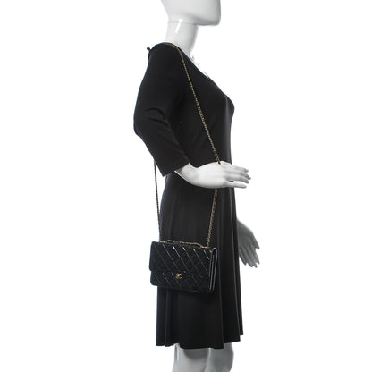 Chanel Patent Goatskin Quilted CC Eyelet Wallet On Chain WOC Black 2 of 10