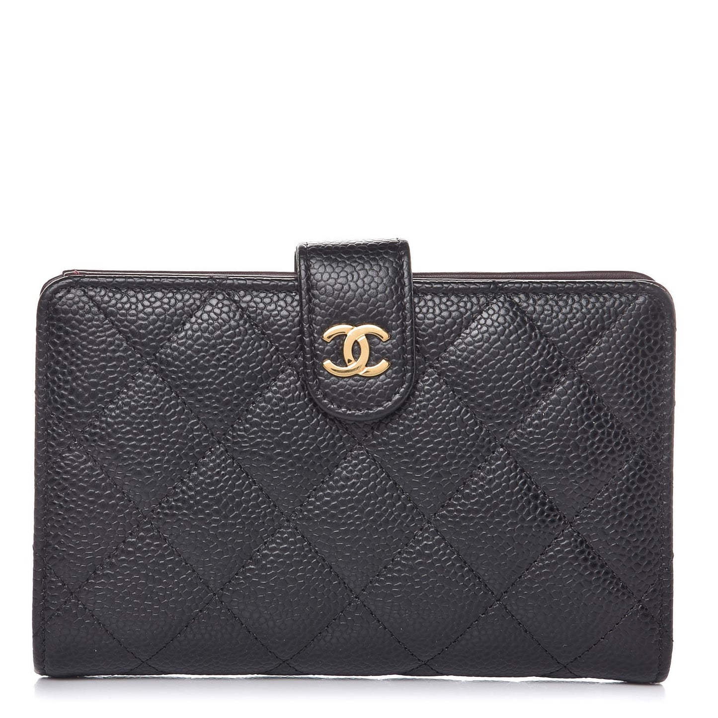 Caviar Quilted Zipped Pocket Wallet Black