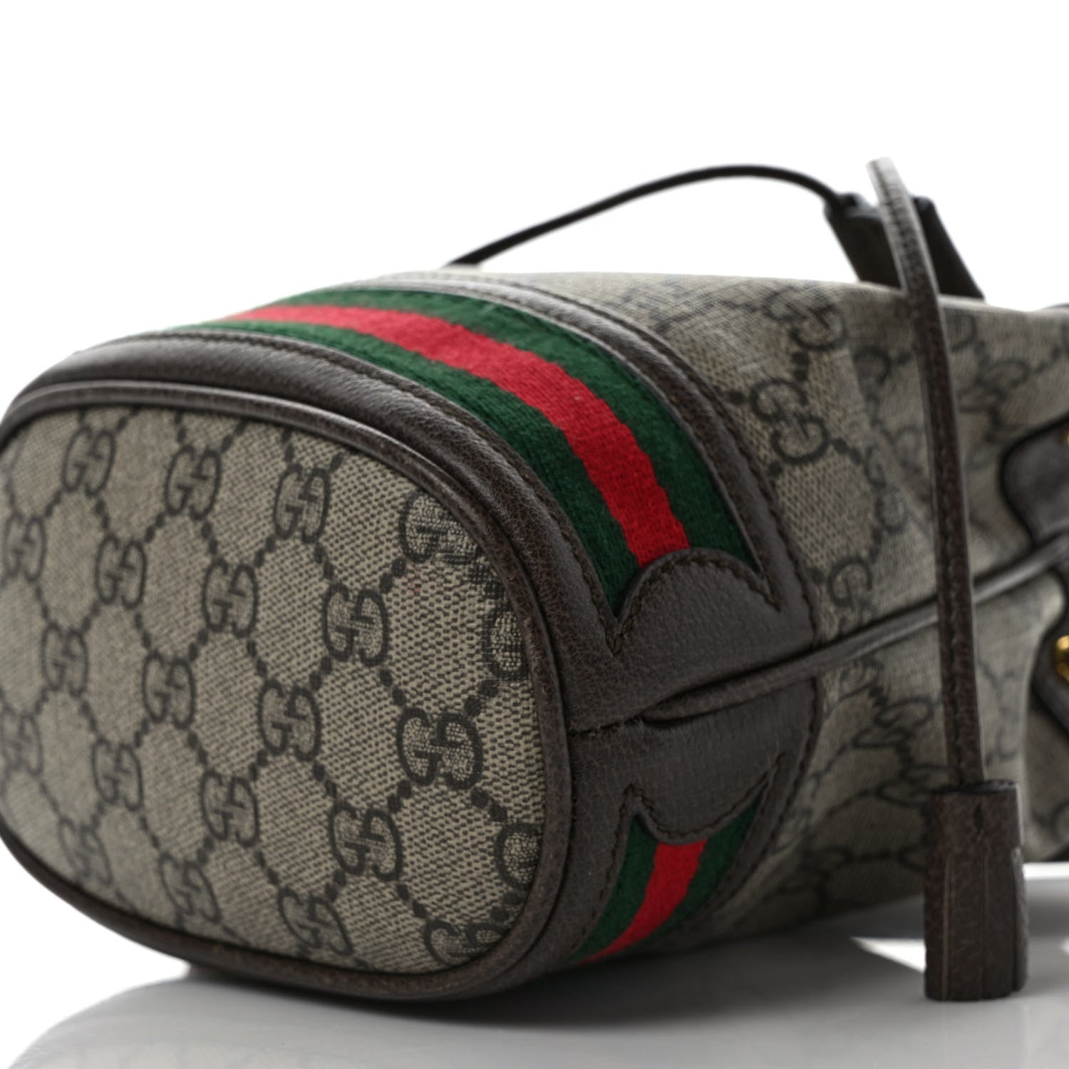 Gucci GG Supreme Monogram Web Mini Ophidia Bucket Bag Brown 9 of 12