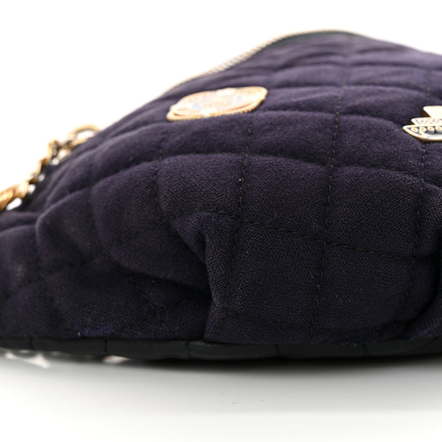Chanel Wool Lambskin Quilted Paris Hamburg Charms Waist Bag Dark Navy 9 of 14