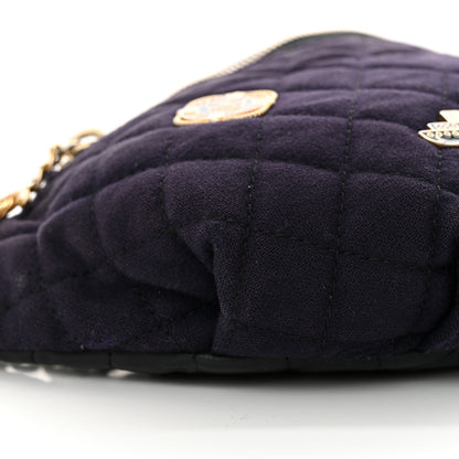 Chanel Wool Lambskin Quilted Paris Hamburg Charms Waist Bag Dark Navy 9 of 14