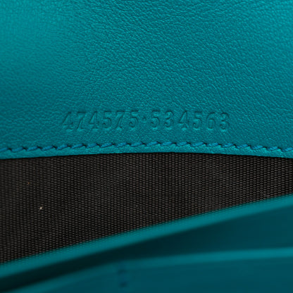 Gucci Velvet Matelasse GG Marmont Chain Wallet Pavone Cyan 9 of 14