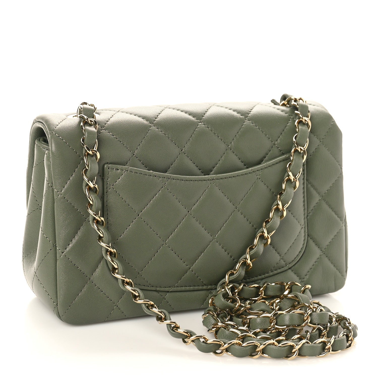Chanel Lambskin Quilted Mini Rectangular Flap Green 3 of 11
