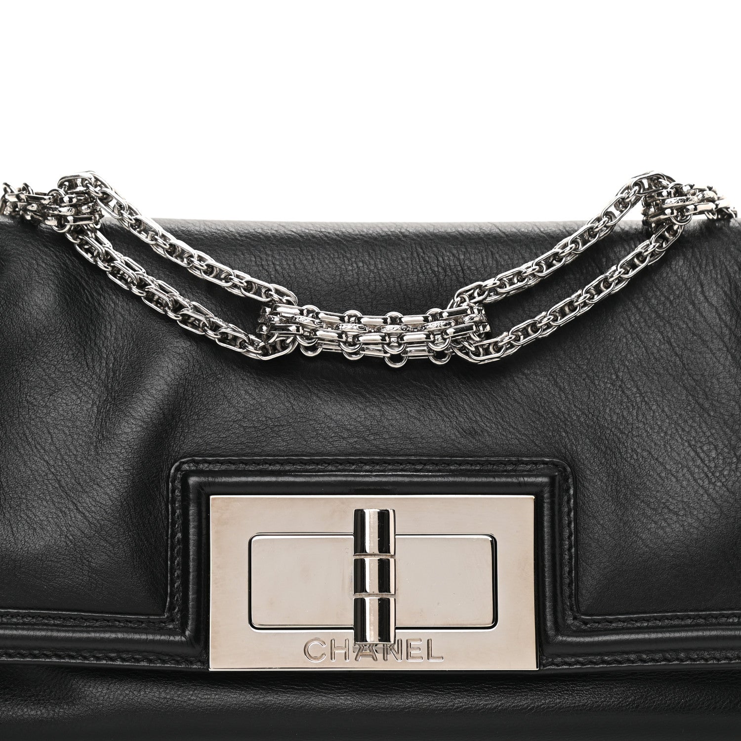 Chanel Grained Calfskin Mademoiselle Lock Bijoux Chain Flap Black 8 of 13