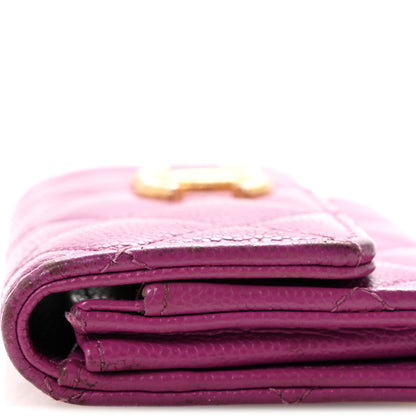 Chanel Caviar Quilted Textured CC Flap Card Holder Purple 10 of 10