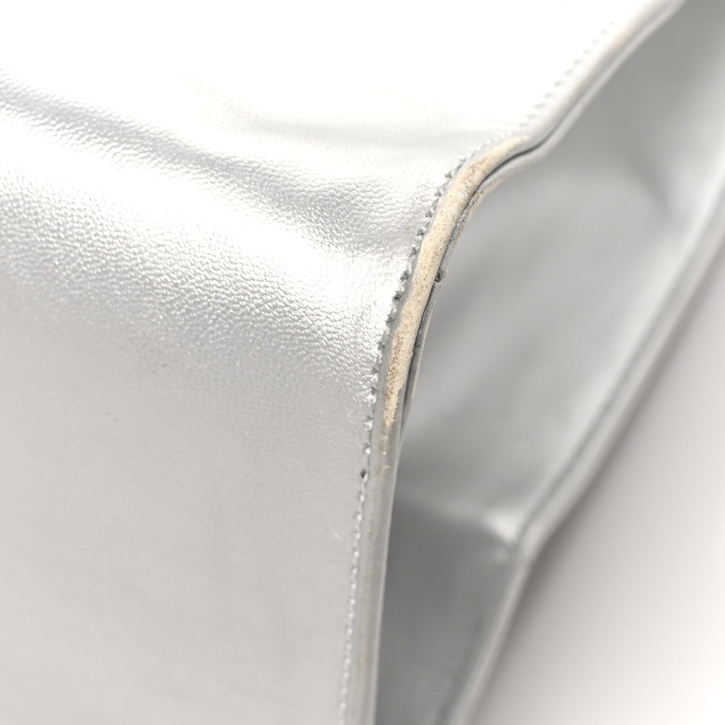 Metallic Vegan Leather Medium Shopping Bag Silver
