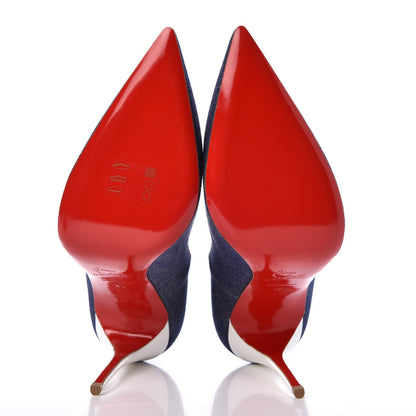 Christian Louboutin Denim Jazz Calf So Kate 120 Pumps 39 Blue White 10 of 11