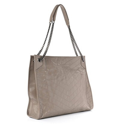 Saint Laurent SAINT LAURENT Crinkled Calfskin Matelasse Monogram Large Niki Shopper Tote Dusty Grey 3 of 10
