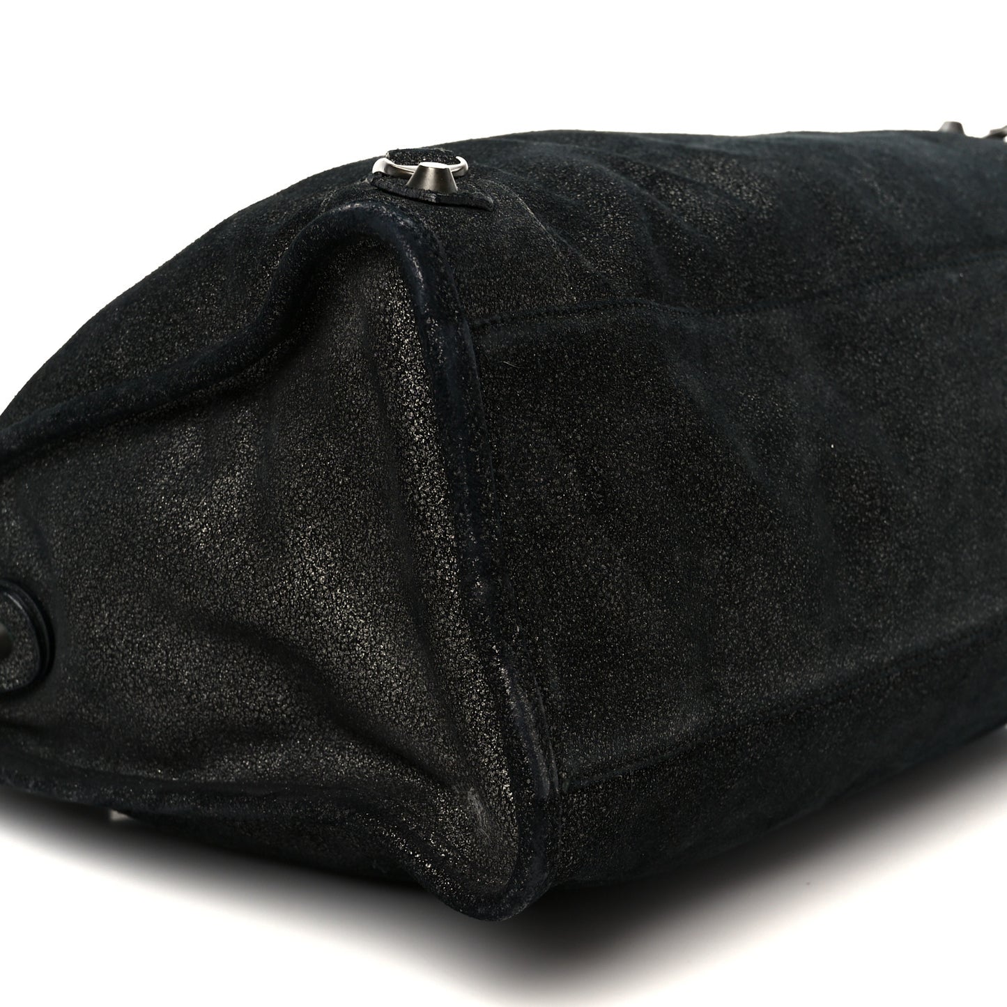 Metallic Craquele Calfskin Classic Hardware City Black