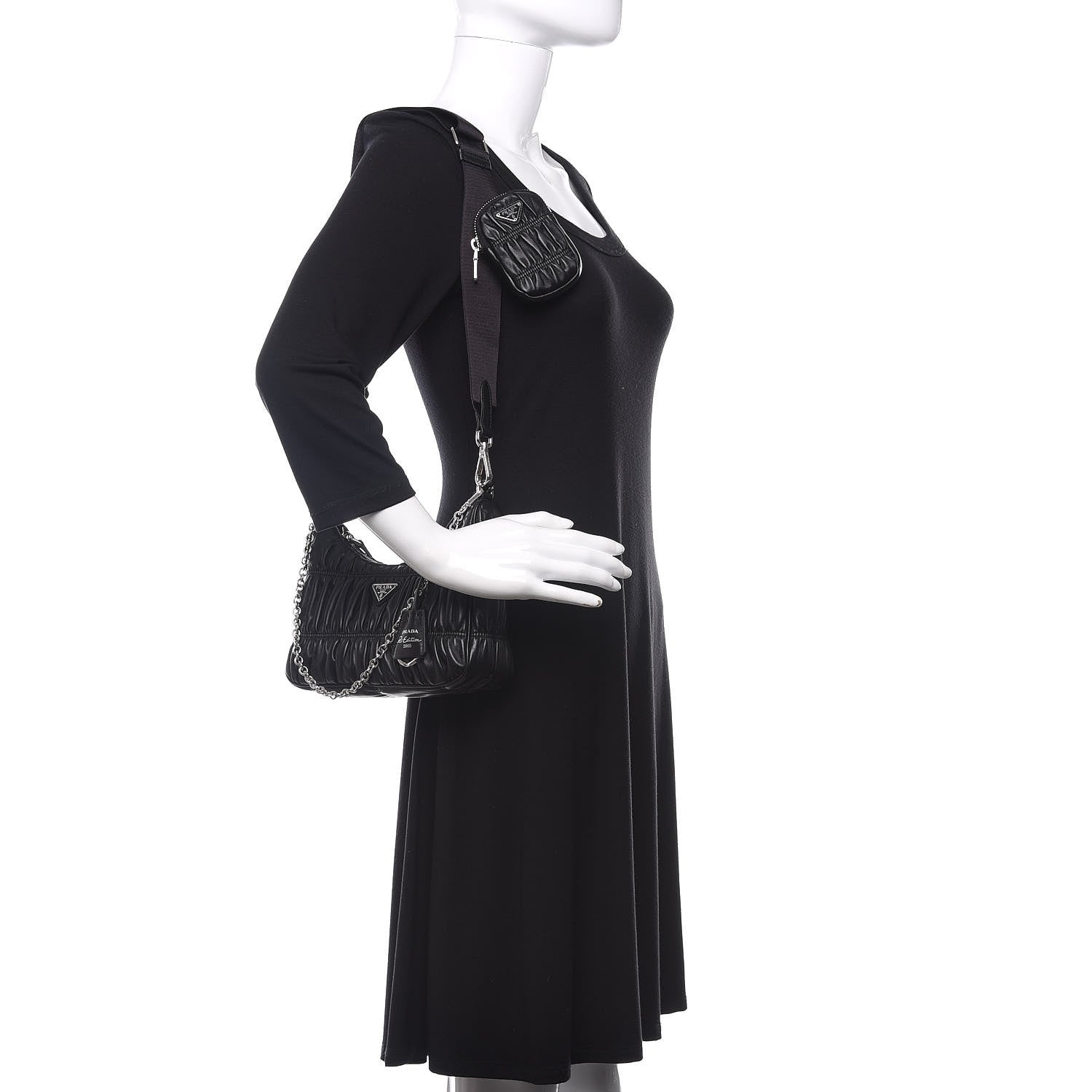 Prada Nappa Gaufre Re-Edition 2005 Shoulder Bag Black 2 of 11