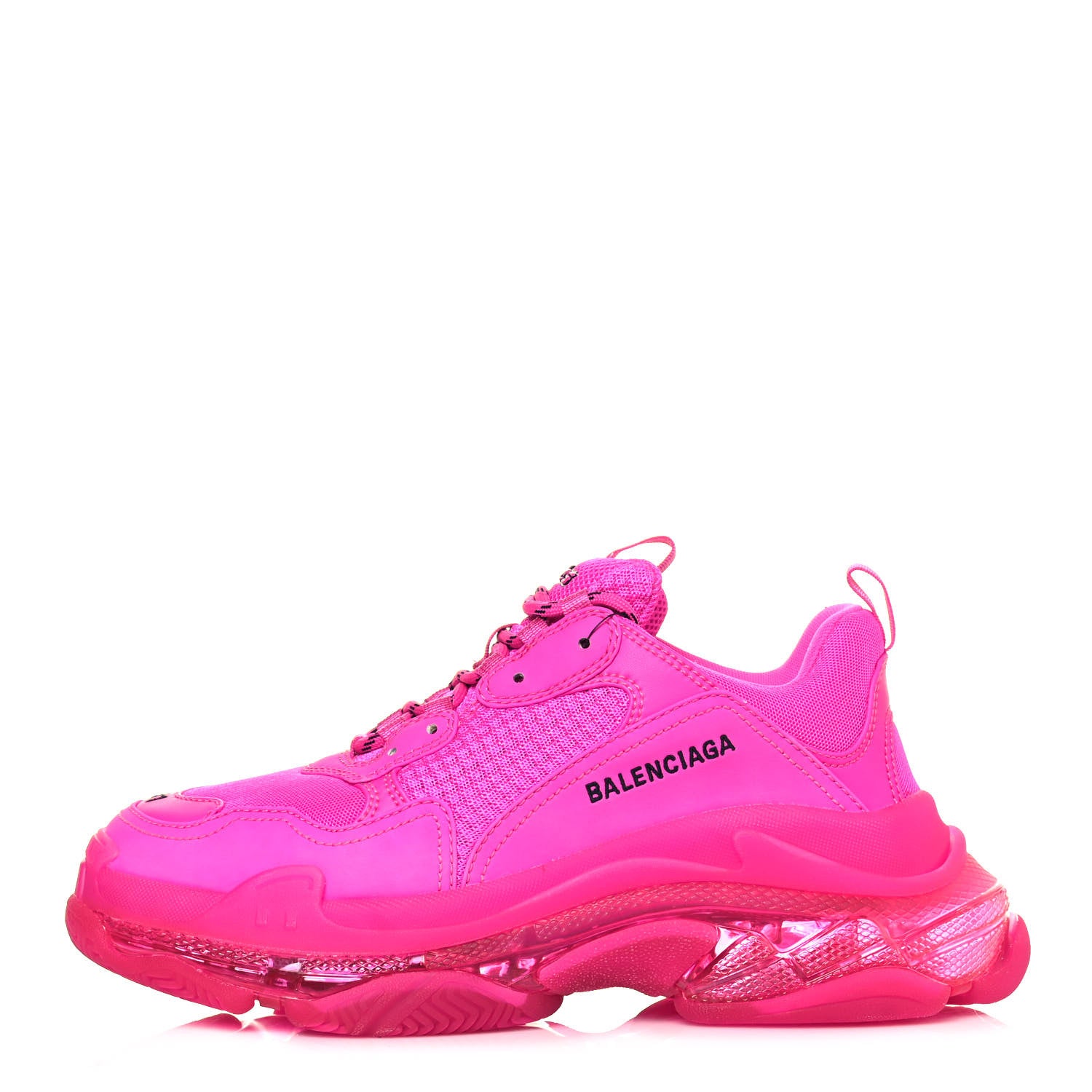 Balenciaga Fabric Mesh Clear Sole Fluo Mens Triple S Sneakers 41 Pink 1 of 10