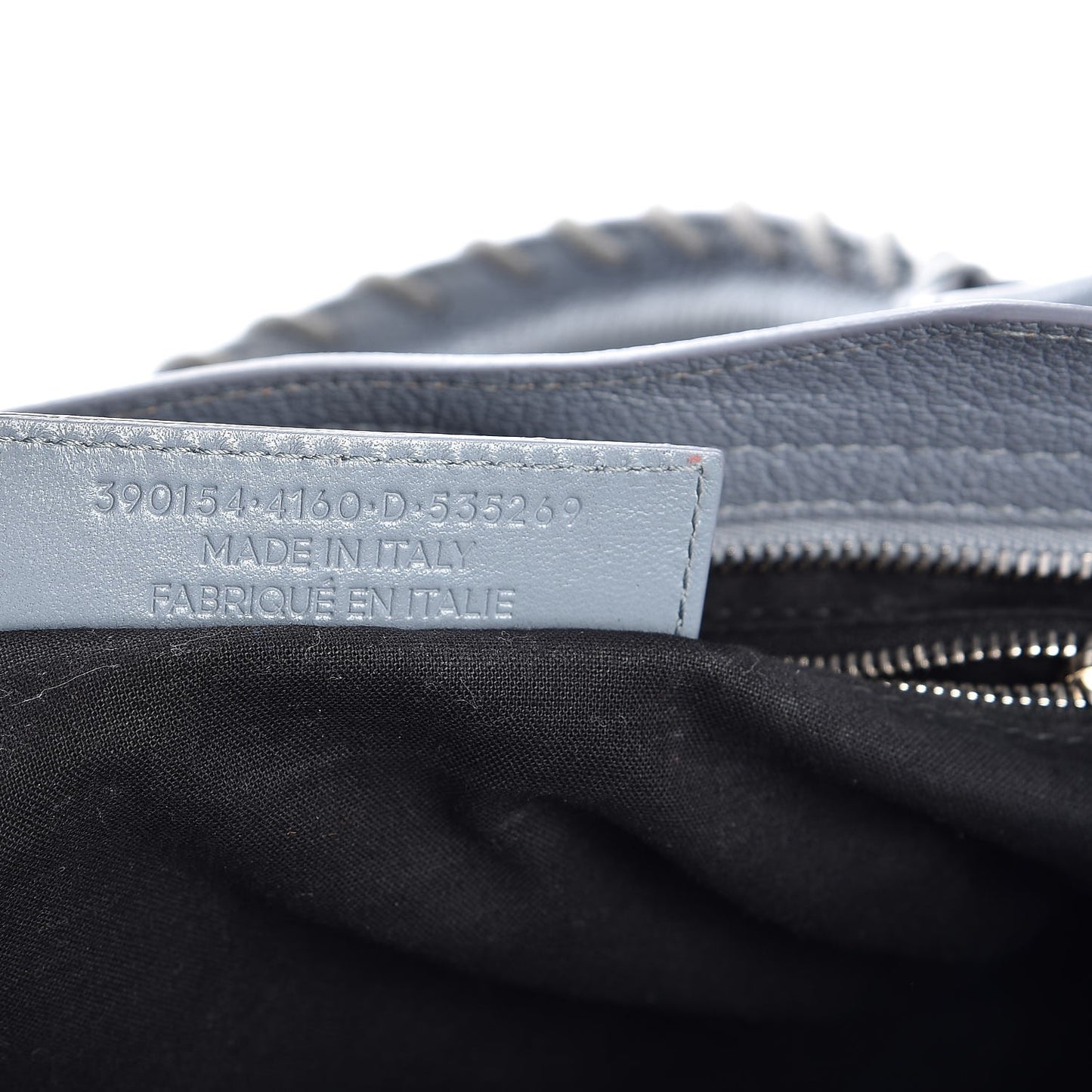 BALENCIAGA Chevre Silver Metallic Edge City Blue Acier