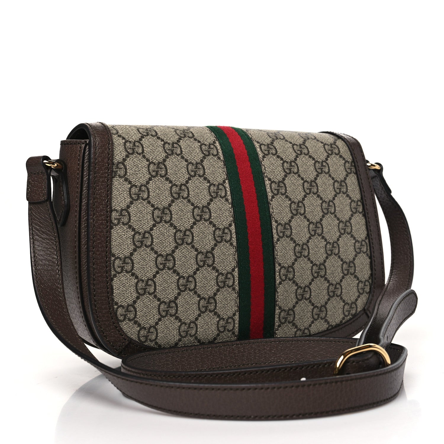 Gucci GG Supreme Monogram Web Small Ophidia Flap Messenger Bag Brown 3 of 10
