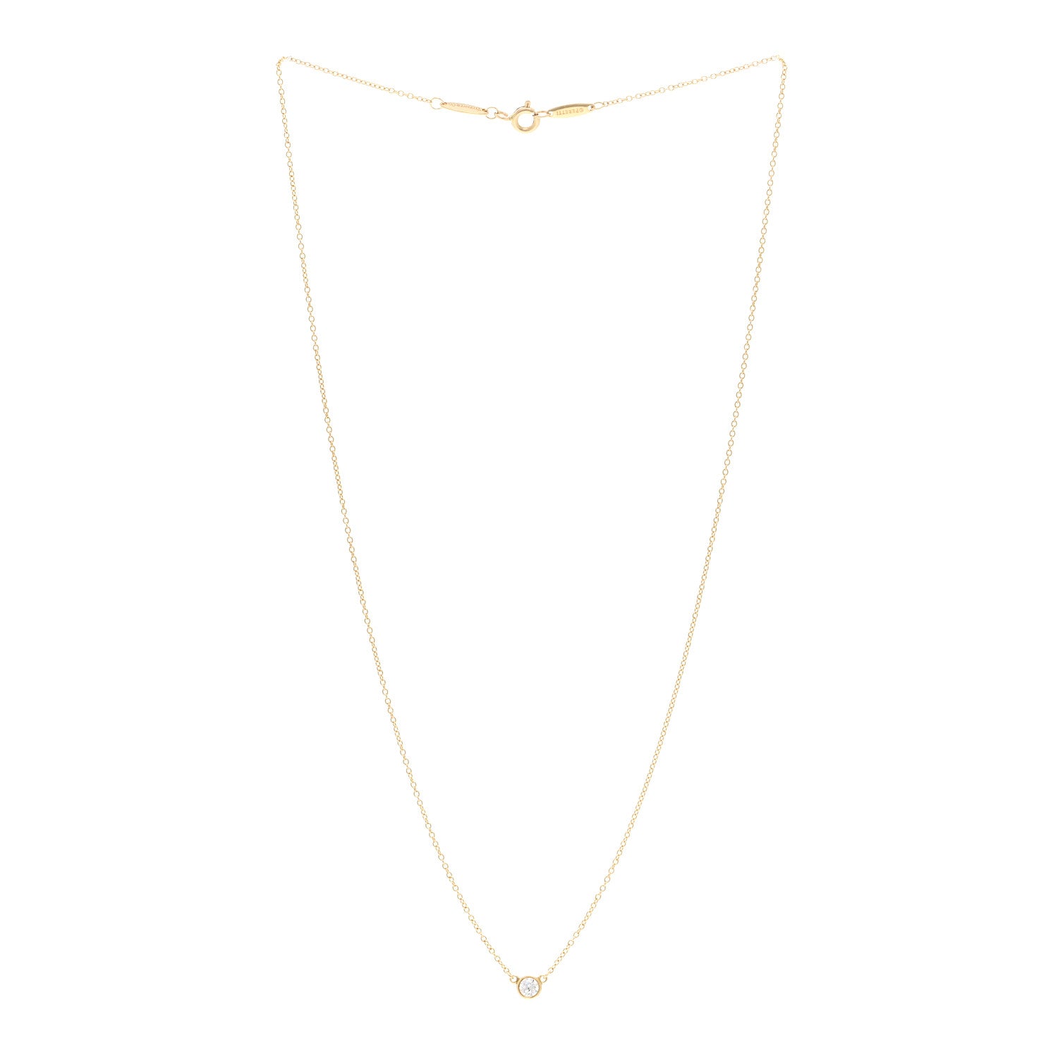 Tiffany 18K Yellow Gold Diamond .17ct Elsa Peretti Diamonds by the Yard Pendant Necklace 3 of 4