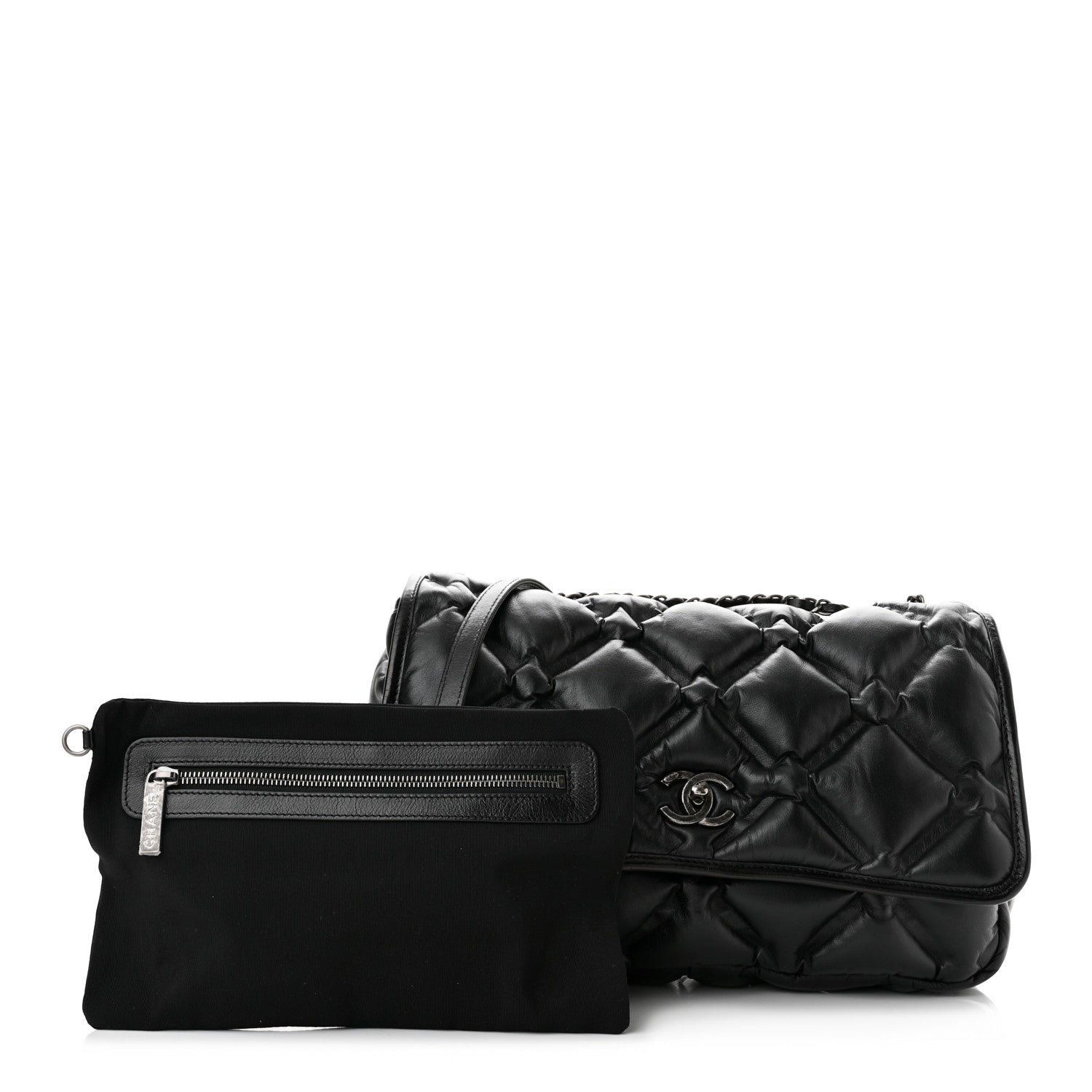 Chanel Calfskin Quilted Large Chesterfield Flap Black 1 of 12