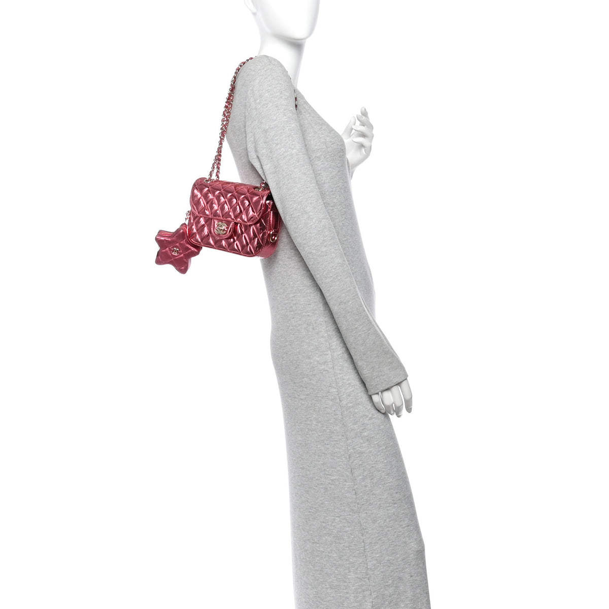 Chanel Mirror Calfskin Metallic Lambskin Quilted Hollywood Boulevard Mini Flap With Star Coin Purse Pink 2 of 12