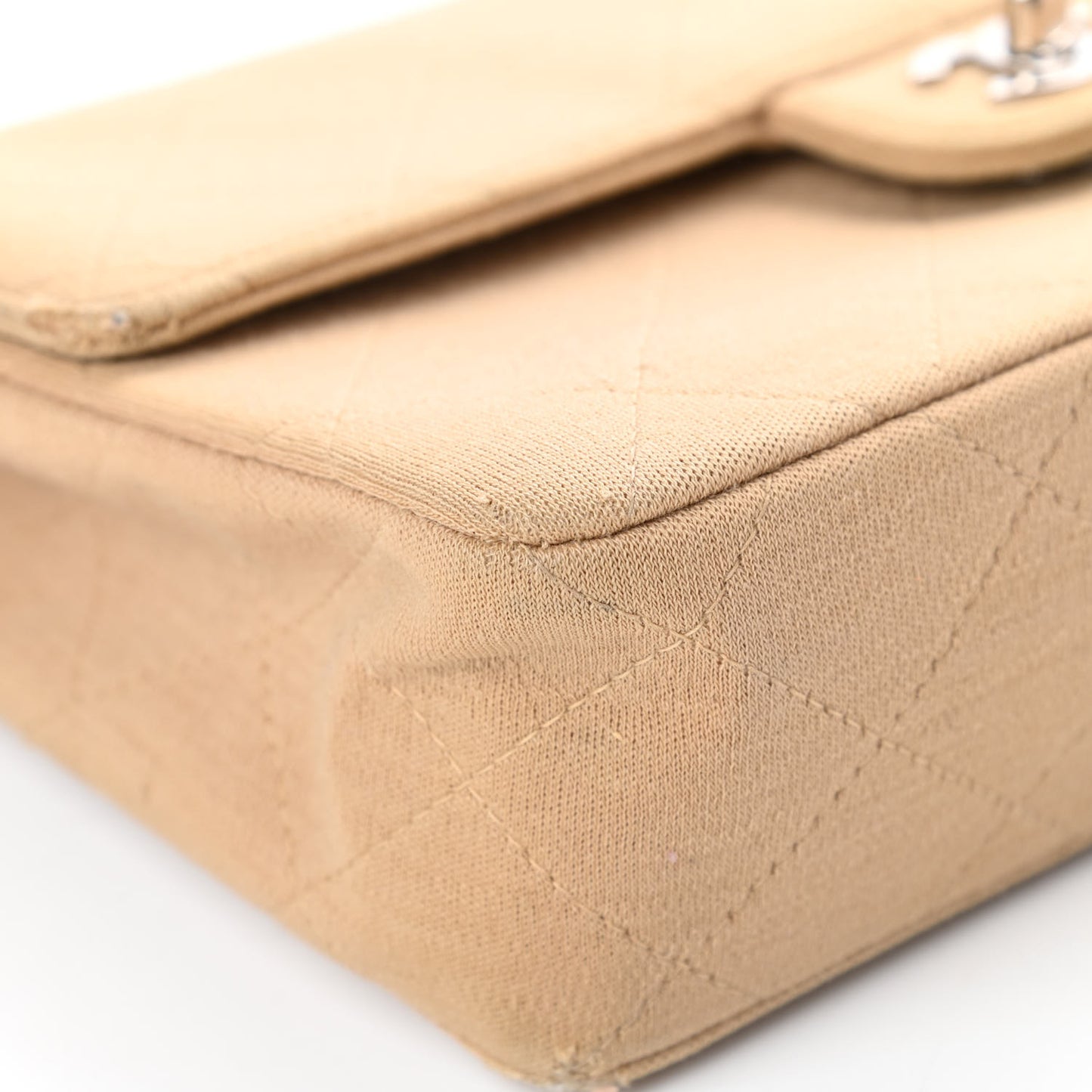 Jersey Quilted Medium Single Flap Beige